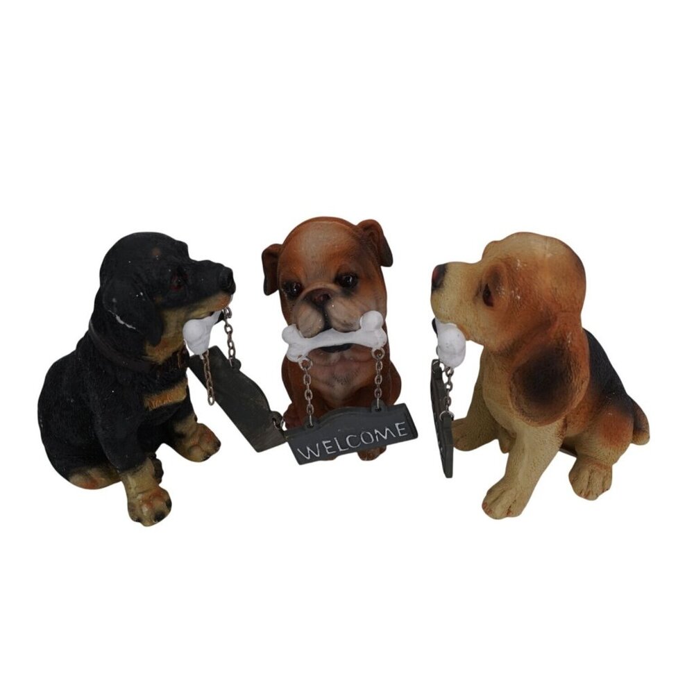 Home Garden Decor – Bulldog, Beagle & Rottweiler Statues (Imperfect, Damaged)